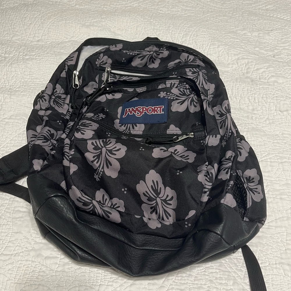 Jansport hibiscus black & grey backpack